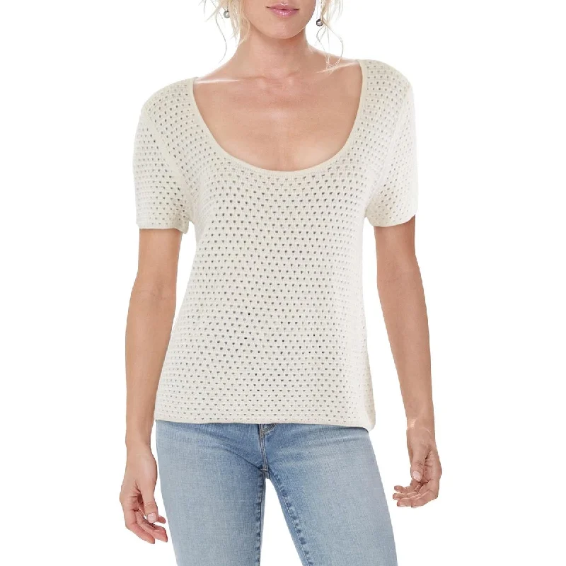 Breathable Style Womens Cotton Scoop Neck Pullover Sweater