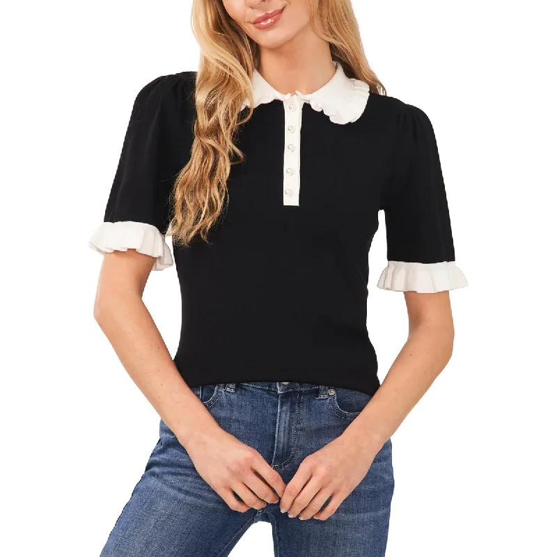 Leisure Sports CeCe Womens Button Front Collar Pullover Sweater