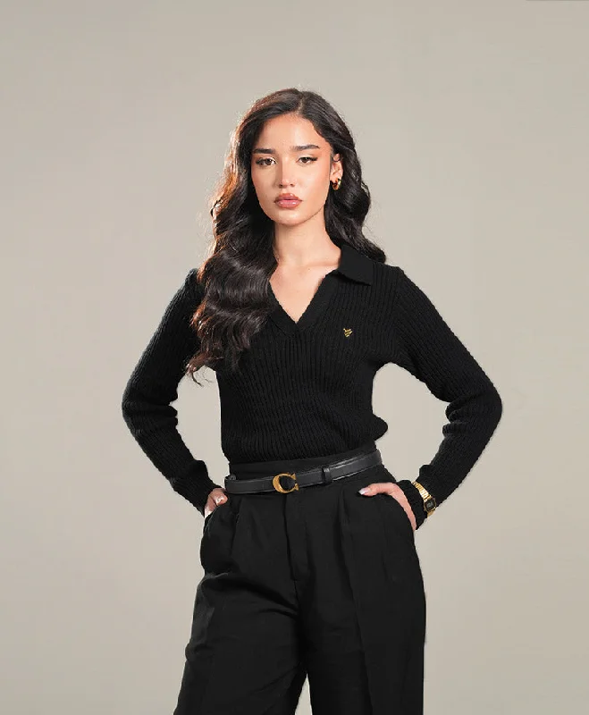 Versatile Wear Black POLO Sweater (Women)