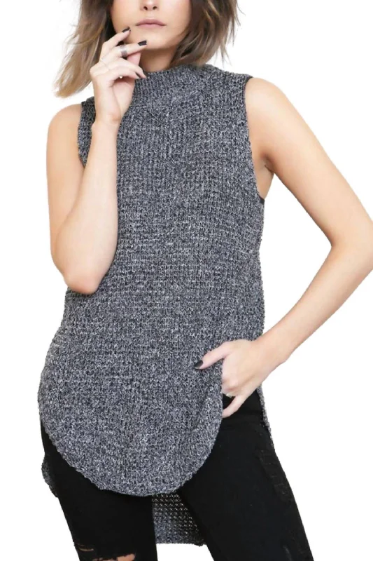 Creative Prints Bittersweet Wool Tweed Mock Neck Tunic Sweater Top In Black/white