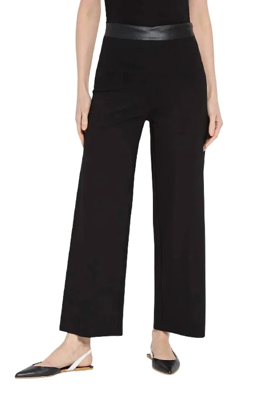 Relaxed Looks Denver Hi Waist Wide Leg Ponte Pant In Black