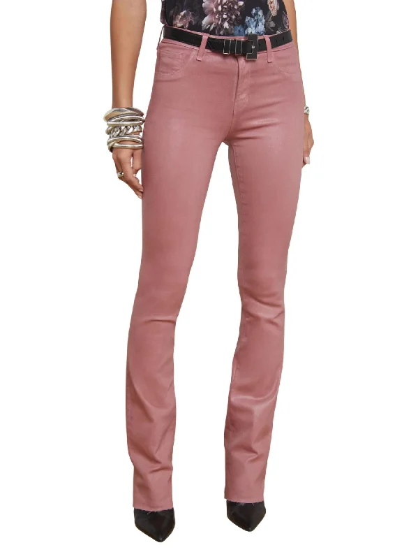 Cozy Footwear Ruth Coated Straight Leg Jean In Mauve Rose Coated