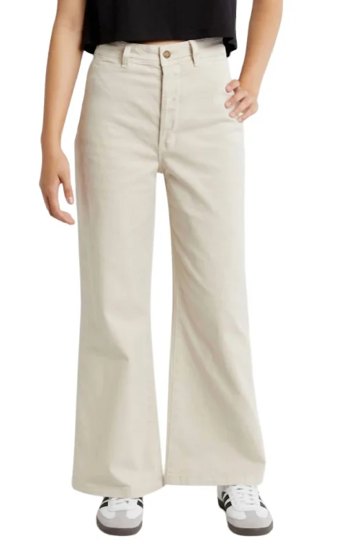 Comfy Chic Wear Sailor Drill Pant In Off White