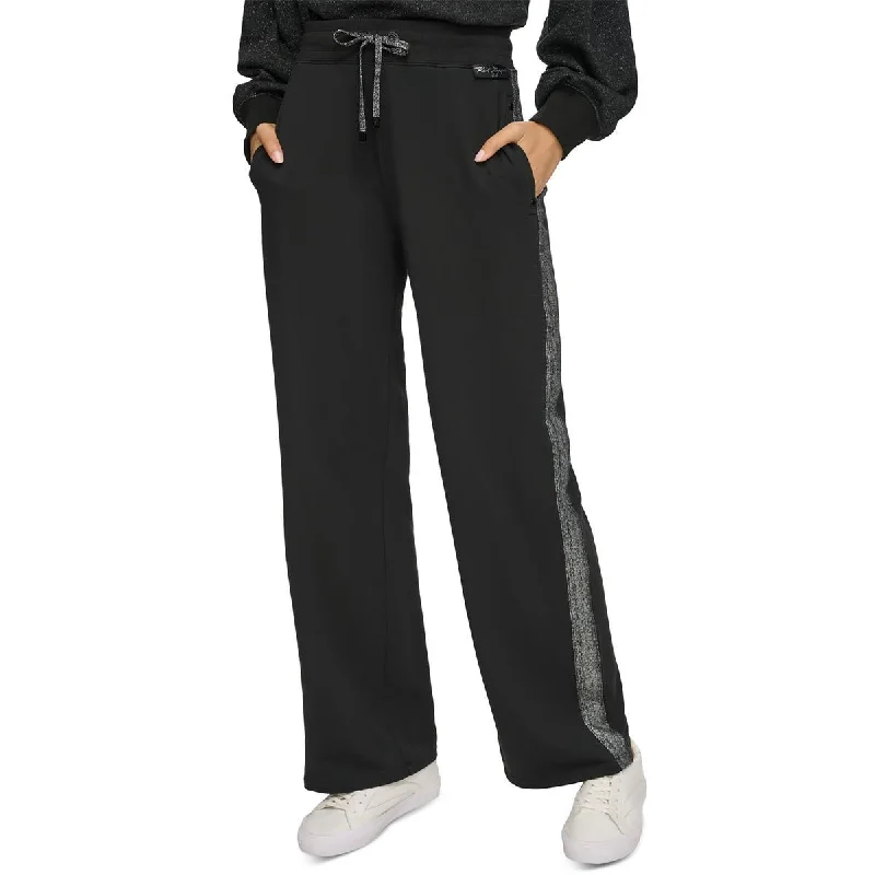 Relaxed Fashion Womens High Rise Metallic Wide Leg Pants