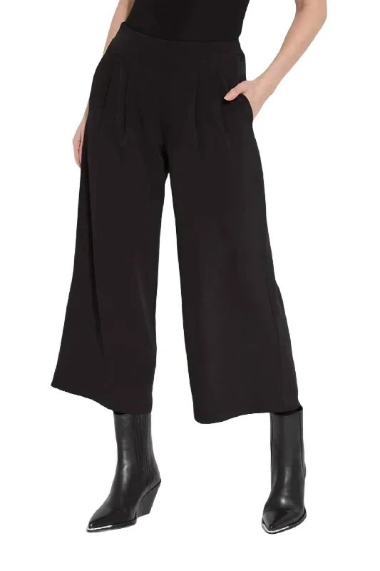 Stylish Casuals Giselle Pleated Culotte Pant In Black
