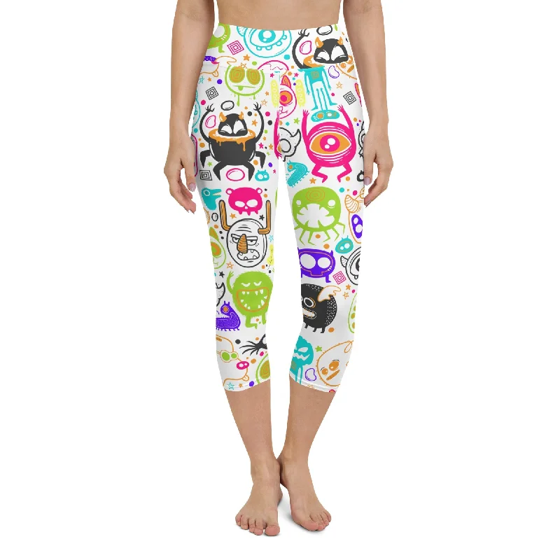 Chic Comfort Wear Colorful Doodles Yoga Capris
