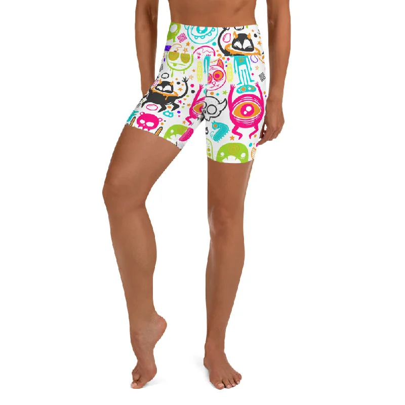 Fashionable Comfort Colorful Doodles Yoga Shorts
