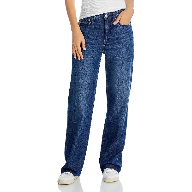 Soft Knitwear Womens High Waisted Unhemmed High-Waisted Jeans