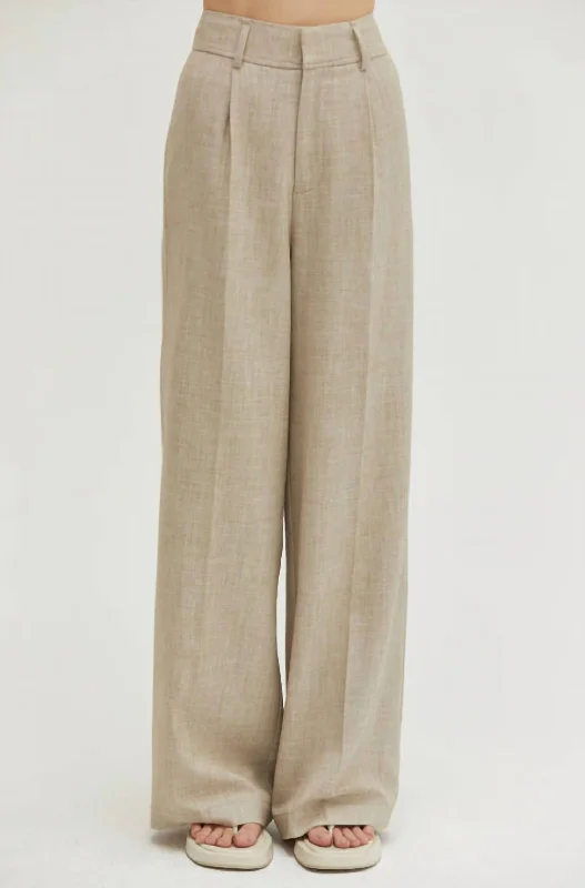 Stylish Fit Pleat Front Trouser In Oatmeal