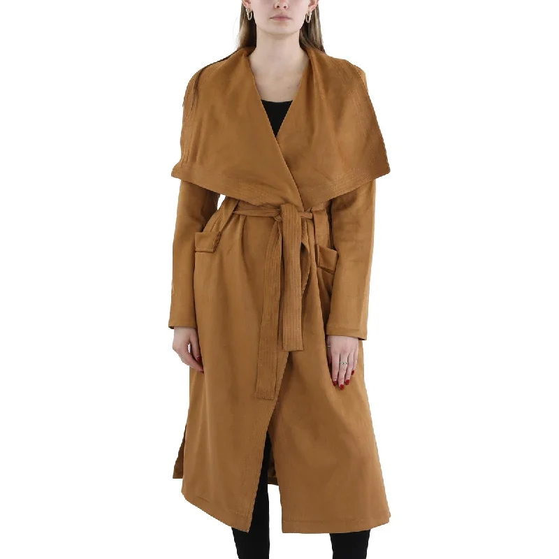 Casual Wear Marciano Womens Hudson Collar Faux Suede Trench Coat