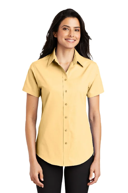 Elegant Comfort Port Authority Womens Easy Care Wrinkle Resistant Short Sleeve Button Down Shirt - Yellow - Closeout Elegant Comfort Port Authority Womens Easy Care Wrinkle Resistant Short Sleeve Button Down Shirt - Yellow - Closeout