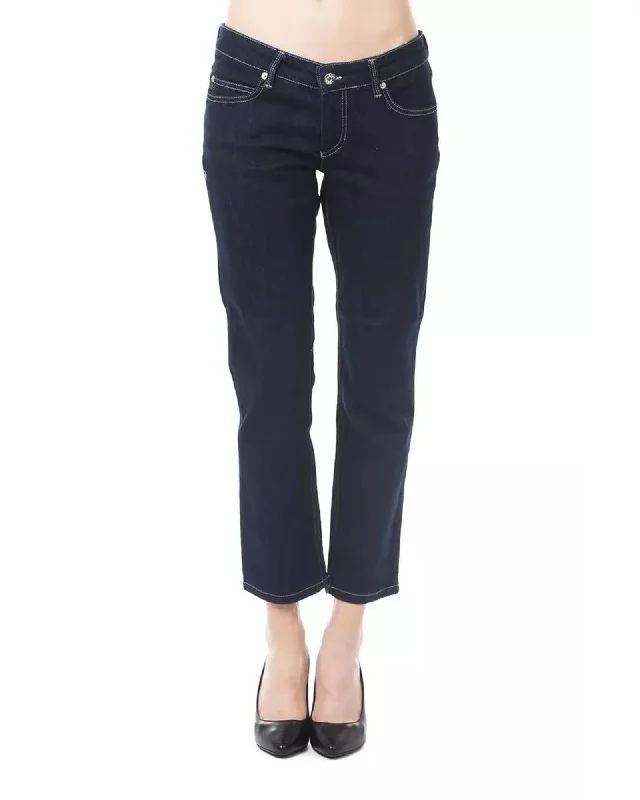 Thin Design Ungaro Fever Women's Blue Cotton Jeans & Pant - W32 US