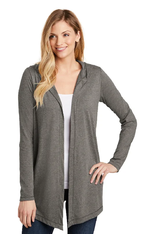 High Street Series District Womens Perfect Tri Hooded Cardigan Sweater - Grey Frost