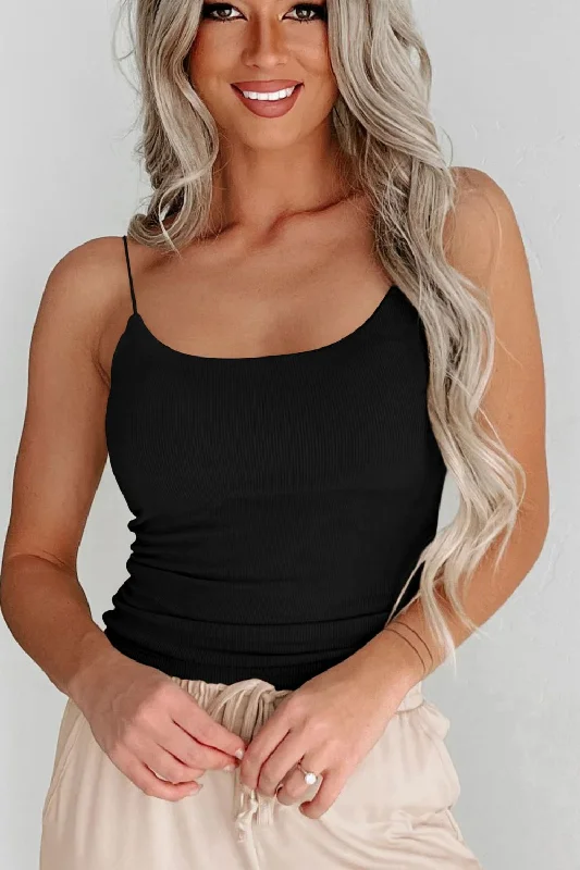 Sports Style Ribbed Scoop Neck Cami