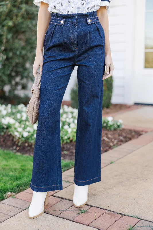 Relaxed And Casual Pass On By Dark Wash Denim Blue Pants
