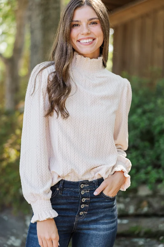 Personalized Wear Make It Clear Ivory Textured Knit Blouse