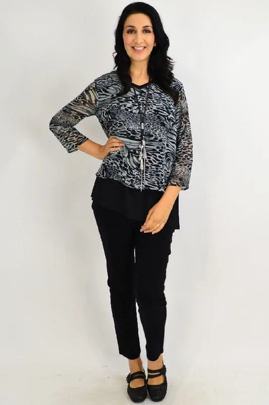 Retro Prints Black Annie Animal Print Tunic Top