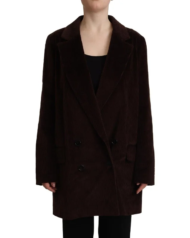 Classic Design Dolce & Gabbana Burgundy Corduroy Oversized Blazer Jacket