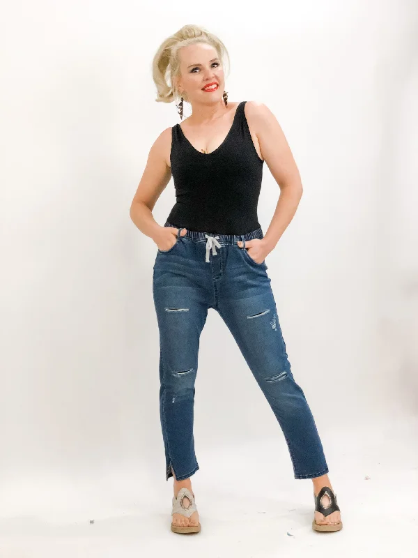 Playful Style Boyfriend Cropped Total Jean