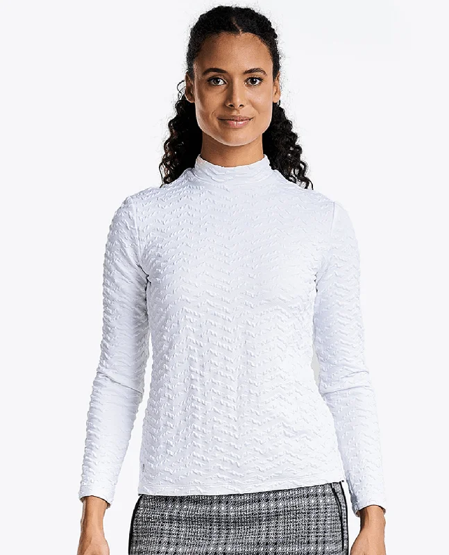 Embroidery Design NIVO Mady Mock Neck Top 173 White
