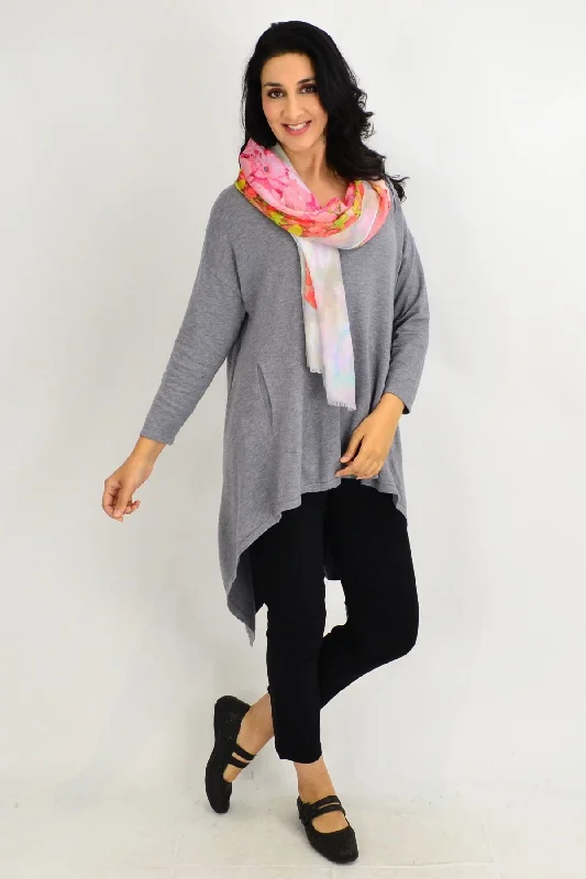 Youthful Vitality Grey Heidi Hi Low Tunic Jumper