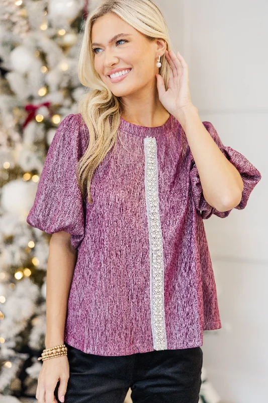 Relaxed Wear Find You Well Purple Embellished Blouse