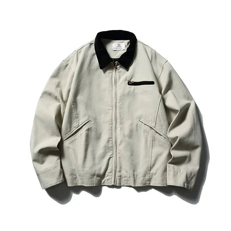 Trends Canvas Contrast Collar Zip-Up Jacket