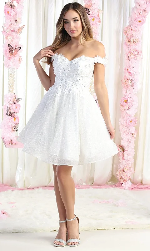 Soft Wear May Queen MQ1854 - Applique Off Shoulder Cocktail Dress