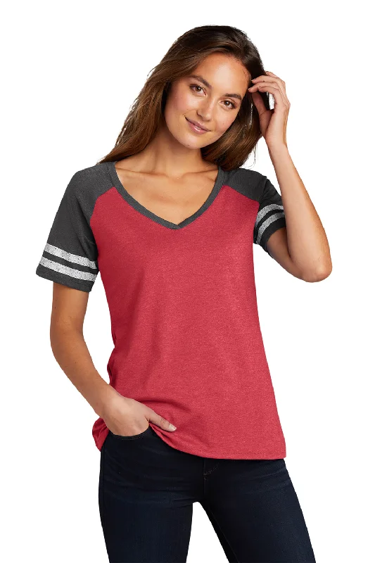 Exclusive Customization District Womens Game Short Sleeve V-Neck T-Shirt - Heather Red/Heather Charcoal Grey Exclusive Customization District Womens Game Short Sleeve V-Neck T-Shirt - Heather Red/Heather Charcoal Grey