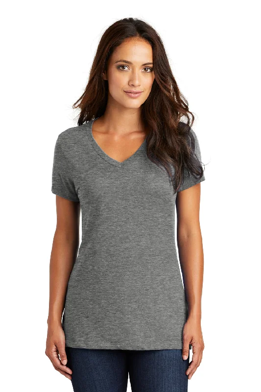 Minimal Comfort District Womens Perfect Weight Short Sleeve V-Neck T-Shirt - Heather Nickel Grey - Closeout Minimal Comfort District Womens Perfect Weight Short Sleeve V-Neck T-Shirt - Heather Nickel Grey - Closeout