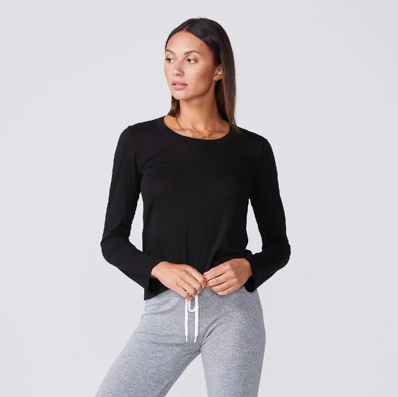Tropical Style Super Fine Jersey Fitted Long Sleeve Crew