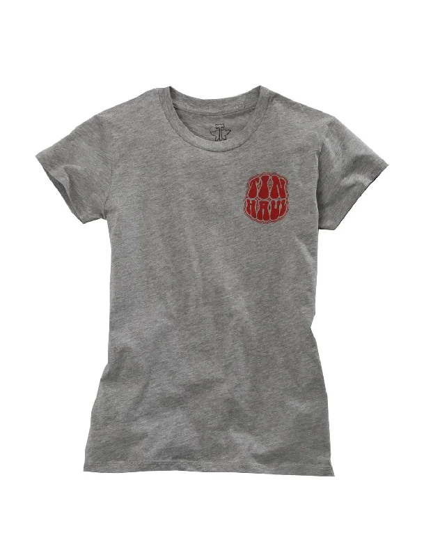Effortless Style Tin Haul Womens Grey Cotton Blend Bubble Letter Logo S/S T-Shirt