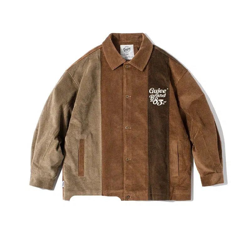 Classic Choice Logo Design Corduroy Button-Up Jacket