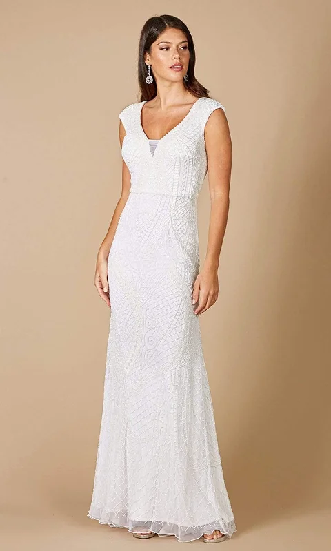 Warm Comfort Lara Dresses - 51071 Cap Sleeve Beaded V-Neck Bridal Gown