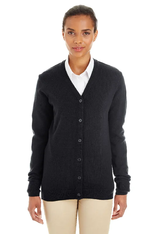 Minimal Style Harriton Womens Pilbloc Pill Resistant Button Down Lone Sleeve Cardigan Sweater - Black Minimal Style Harriton Womens Pilbloc Pill Resistant Button Down Lone Sleeve Cardigan Sweater - Black