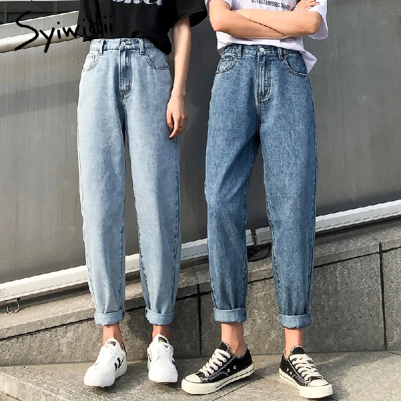 Modern City high waist jeans woman plus size street style elastic waist denim pants Cotton Loose Coated Vintage Washed boyfriend jeans 2020 Modern City high waist jeans woman plus size street style elastic waist denim pants Cotton Loose Coated Vintage Washed boyfriend jeans 2020