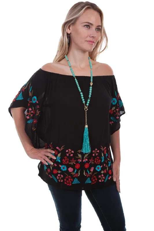 Comfortable Jackets Scully Womens Black 100% Viscose Vibrant Floral S/S Blouse