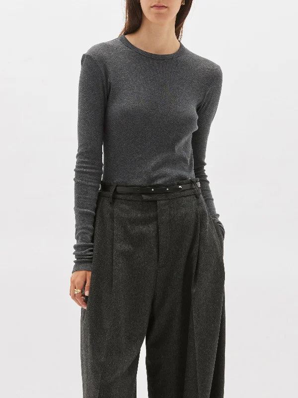 American Style slim superfine rib long sleeve t.shirt