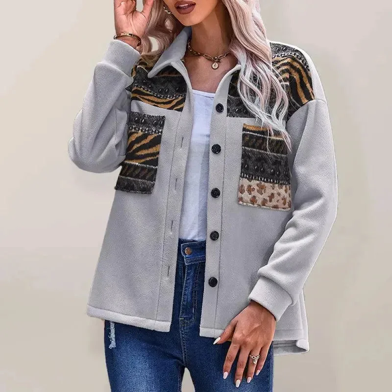 Fashion Must-have Stylish Patchwork V-Neck Women Coat