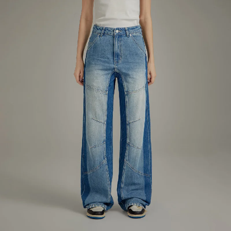 Noble Temperament Washed Distressed Wide Jeans