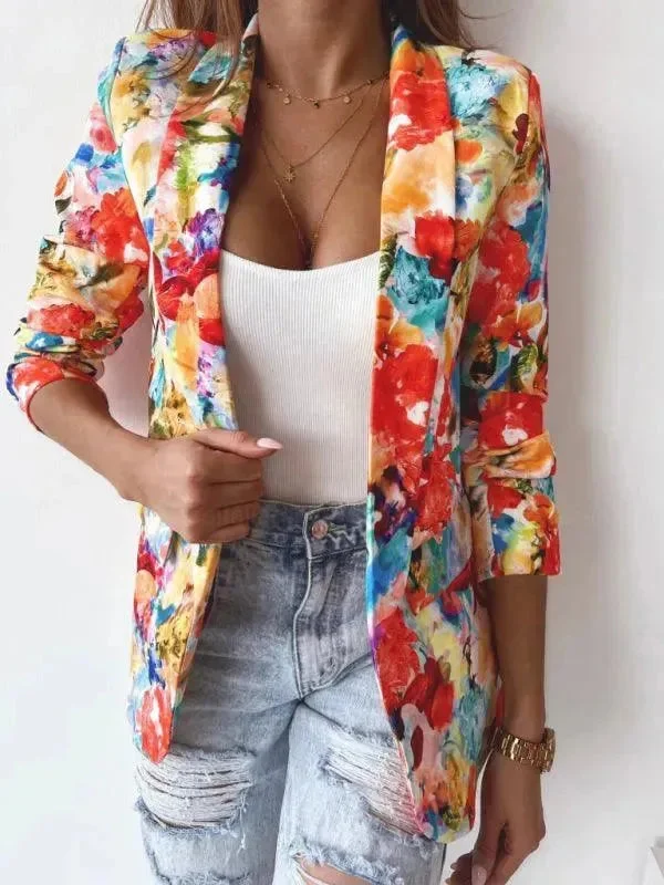 Cozy Layers Stylish Printed V-Neck Women Coat