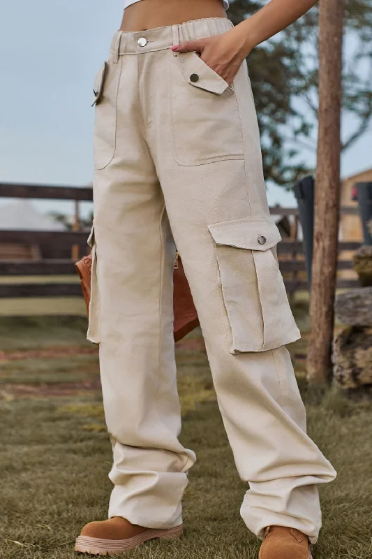 Ethnic Style Loose Fit Long Jeans with Pockets