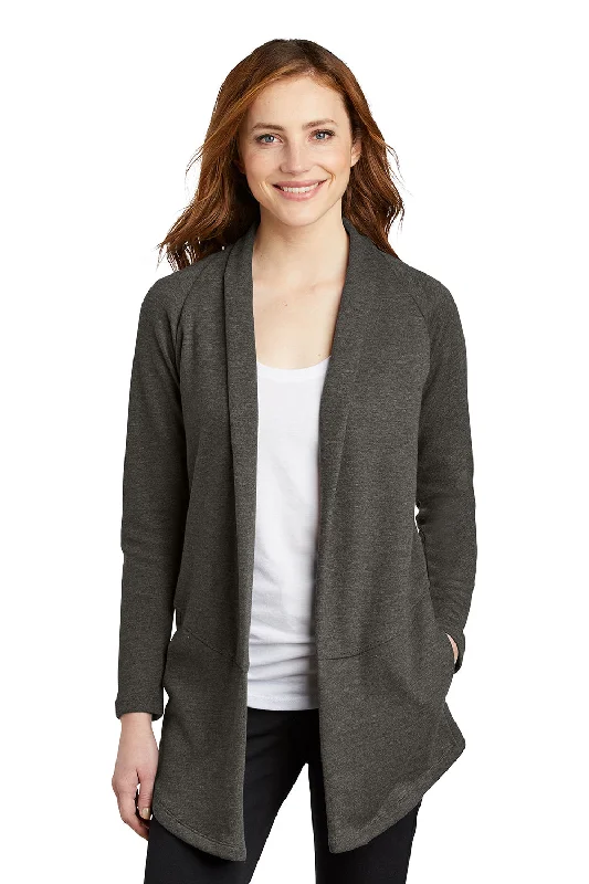 Romantic Data Port Authority Womens Long Sleeve Cardigan Sweater - Heather Charcoal Grey