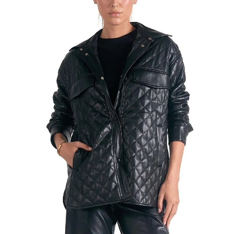 Comfy Chic Elan Womens Collar  Quilted Coat