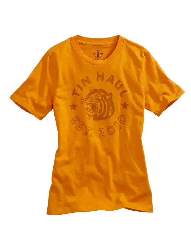 Advanced Design Tin Haul Womens Gold 100% Cotton Make Your Roar S/S Tiger T-Shirt