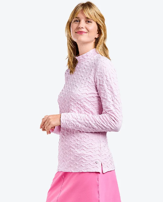 Fashionable Prints NIVO Mady Mock Neck Top 173 Pink Sugar
