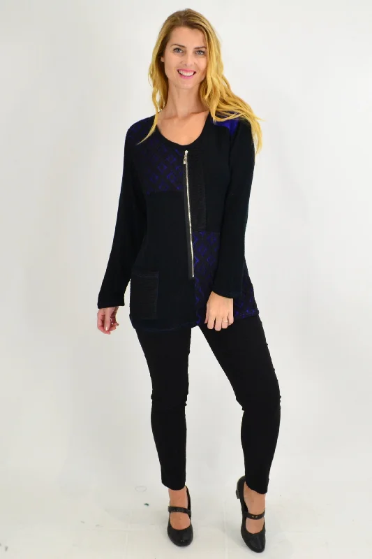 Luxury Fashion Black Blue Betty Tunic Top