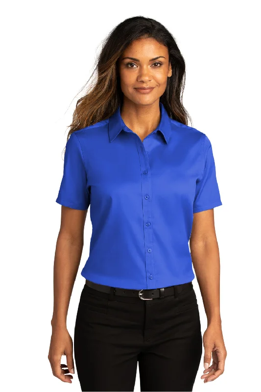 Layered Comfort Port Authority Womens SuperPro Wrinkle Resistant React Short Sleeve Button Down Shirt - True Royal Blue Layered Comfort Port Authority Womens SuperPro Wrinkle Resistant React Short Sleeve Button Down Shirt - True Royal Blue