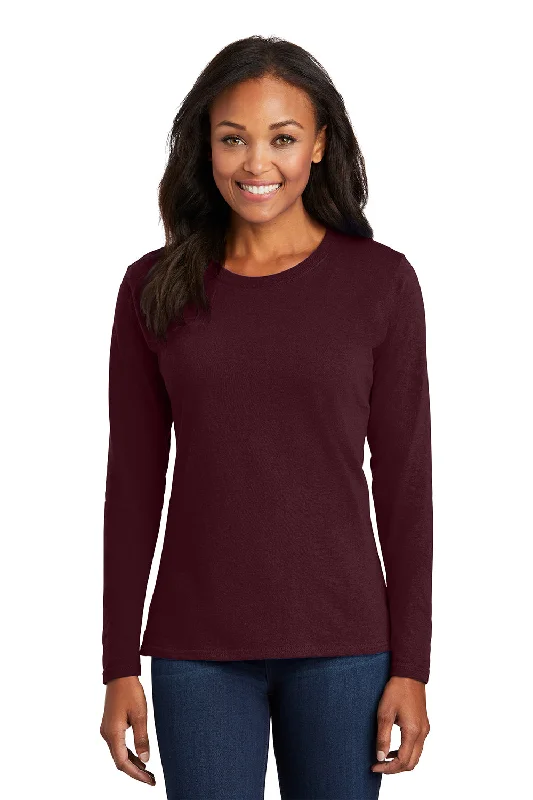 Youthful Style Port & Company Womens Core Long Sleeve Crewneck T-Shirt - Athletic Maroon Youthful Style Port & Company Womens Core Long Sleeve Crewneck T-Shirt - Athletic Maroon