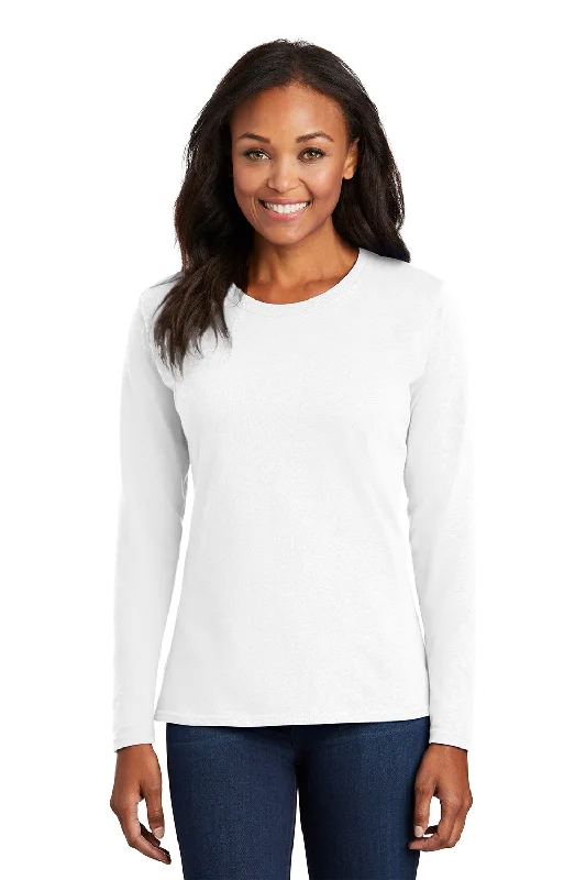 Romantic Temperament Port & Company Womens Core Long Sleeve Crewneck T-Shirt - White Romantic Temperament Port & Company Womens Core Long Sleeve Crewneck T-Shirt - White